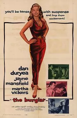 THE BURGLAR Movie POSTER 27x40 Dan Duryea Jayne Mansfield Martha Vickers Peter • $17.98