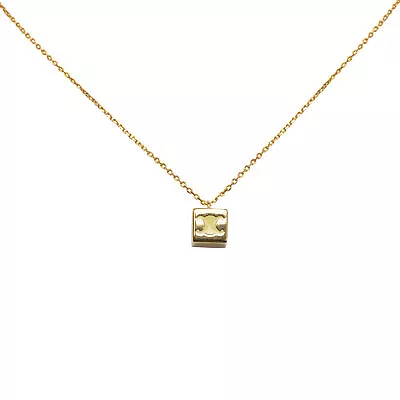 Authenticated Celine Triomphe Box Pendant Necklace Gold Plated Metal Costume • $393.12