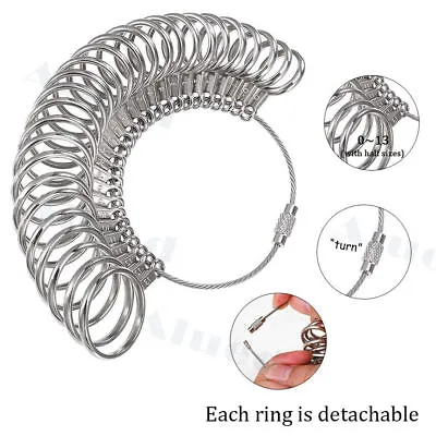 Metal Ring Sizer Guage Mandrel Finger Sizing Measure Stick Standard Jewelry Tool • $6.99