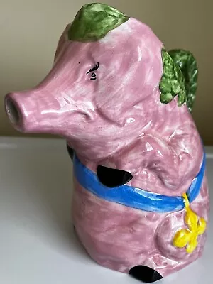 VTG 1989 Italy  Majolica Pig Pitcher W/ Medal By Costa For William Sonoma 8 T • $30