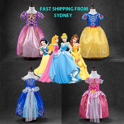 $9.89 • Buy Girl Dress Costume Snow White, Aurora, Rapunzel, Cinderella, Sofia Size 2-10