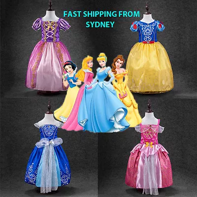 Girl Dress Costume Snow White Aurora Rapunzel Cinderella Sofia Size 2-10 • $24.95