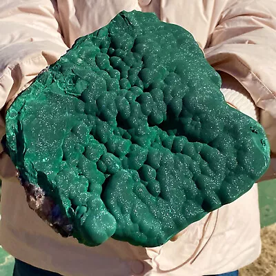 4.14LB Natural Glossy Malachite Coarse Cat's Eye Cluster Rough Mineral Sample • $0.99