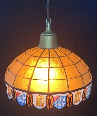 Heileman's Old Style Beer Hanging Tiffany Lamp Light Sign Vintage Bar Game Room • $149.99