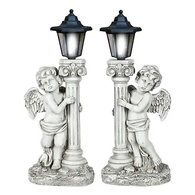 Fairy Angel Cherub Solar Ornament LED Light Statue Garden Patio Lighting Decor • £22.94