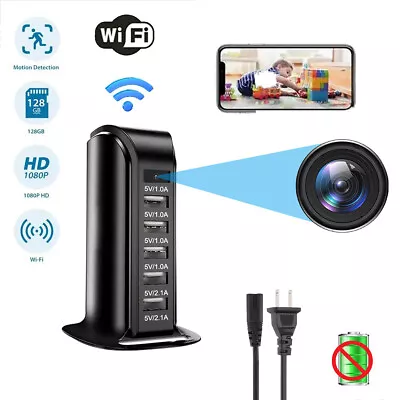 Hidden Wifi Camera Motion Detection Home Security Nanny HD Cam USB Charger Type • $34.99