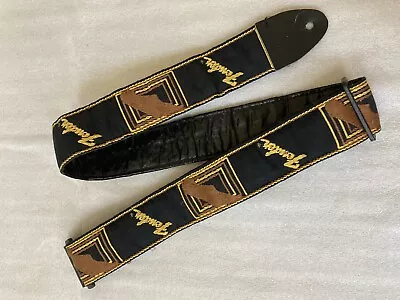 Genuine Fender 2  Monogrammed Adjustable Guitar Strap W/Logo Black/Yellow/Brown • $17.99