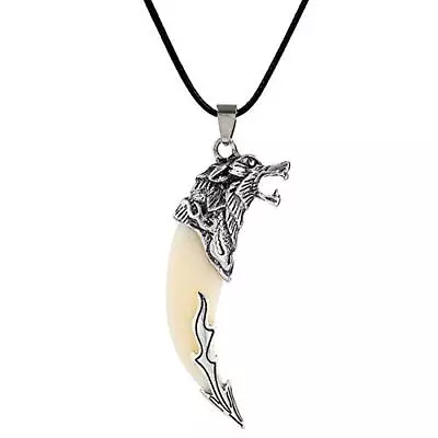 Wolf Dog Tooth Pendant Necklace For Men Personalized Flame Wolf Animal Head F... • $12.56