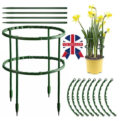 Plant Stakes Flowers Garden Green Plastic Stand Cage Stand Frame Support Durable • £2.88