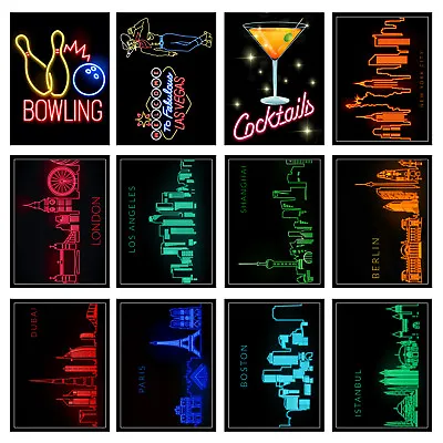 Neon Prints Retro Metal Signs/Plaques Man Cave Cool Novelty Gift Home Decor • £4.84