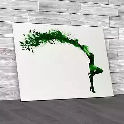 Dancer And Paint Petals Green Canvas Print Large Picture Wall Art • £21.95