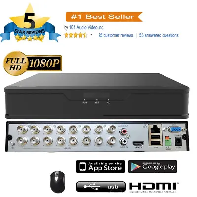 101AV 16CH DVR Security System H.265/H.264 5in1 NVR HD-TVI/CVI/AHD/IP 3TB HDD • $320