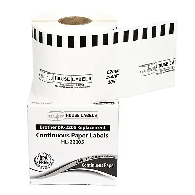 $194.99 • Buy Non-OEM Fits BROTHER DK-2205 Continuous Thermal Labels - (50) Rolls Of 100'
