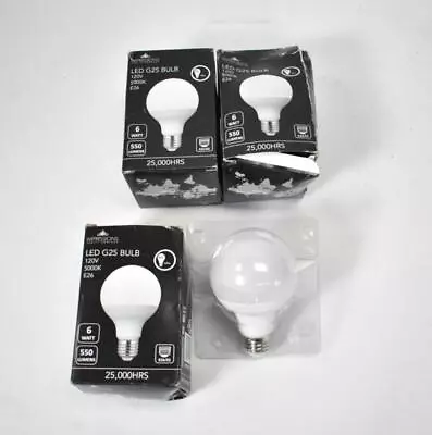 Lot Of 3 Impressions Vanity 6W Clear LED Light Bulbs Globe Shape Dimmable G25 • $24.29