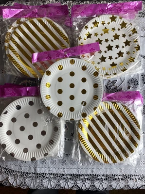 £2.99 • Buy Pack Of 10 Small Designer Round Party,wedding  &Christmas Stunning Paper Plates