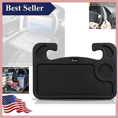 Portable Car Steering Wheel Desk With Cup Holder And Pen Tray - Travel Companion • $27.95