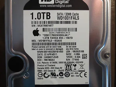 WD WD1001FALS-403AA0 DCM:HANNHTJCAB Apple#655-1567D 1.0TB 3.5  Sata Hard Drive • $79.83