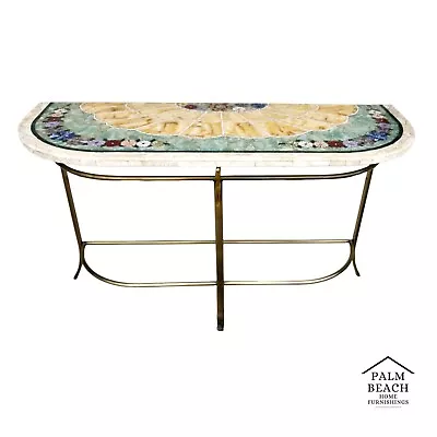 Regency Console Table Brass Swans Inlaid Onyx • $1995