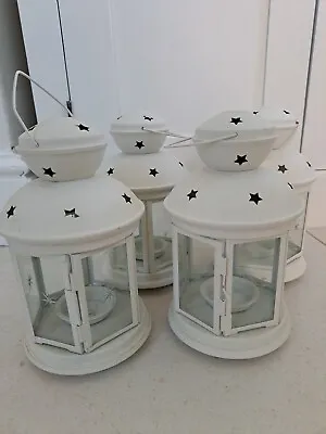 4x IKEA Rotera Lanterns Tea Light Candle Holders Hanging WHITE Summer Garden  • £22.99