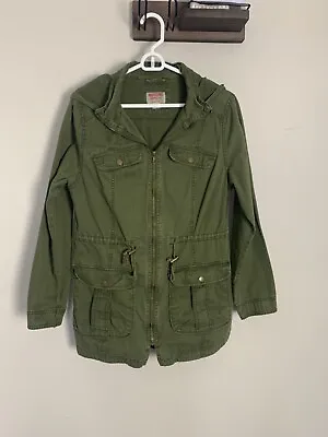 Mossimo Women’s Green Army Hoodie Zip Front Hooded Utility  Jacket • $16