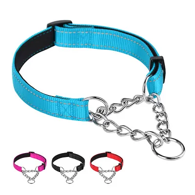 Half Chain Dog Martingale Choke Collar Reflective Nylon Training Guardian Gear • £9.83