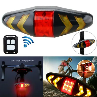 $13.94 • Buy Wireless Bicycle Bike Rear LED Tail Light Remote Control 5 Mode Turn Signal USB