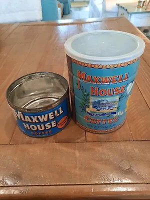 Vintage Lot 1 Lb Maxwell House Coffee Can  Blue & Orange No Lid&2 Lb. Coffee Can • $29.95