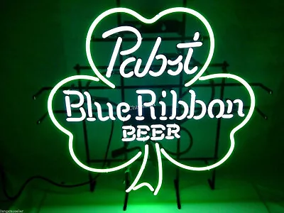 New PBR Pabst Blue Ribbon Beer Clover Real Neon Sign Beer Bar Light Home Decor • $123