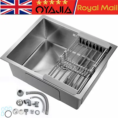 1.0 Large Super Deep Single Bowl Square Stainless Steel Kitchen Sink Undermount • £49.99