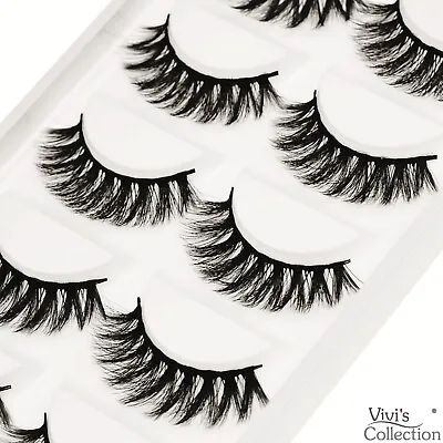 5 Lashes False Eyelashes Natural Faux Mink 3D Wispy Long Thick Short Cat Eye UK • £2.39