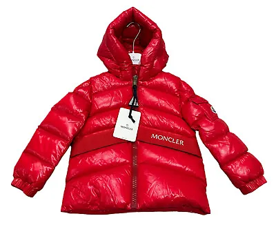 NEW Moncler Boys Groseiller Hooded Puffer Jacket Medium Red Size 5A $765 • $412.99