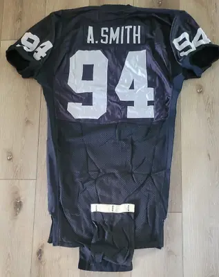 RARE OAKLAND/LOS ANGELES  RAIDERS BLACK GAME-USED JERSEY W /LETTER  FROM MEARS! • $700