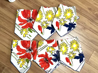 Vera Cotton Cloth Napkins Set Of 6 Flowers Bright Floral Colorful Spring Summer • $15.99