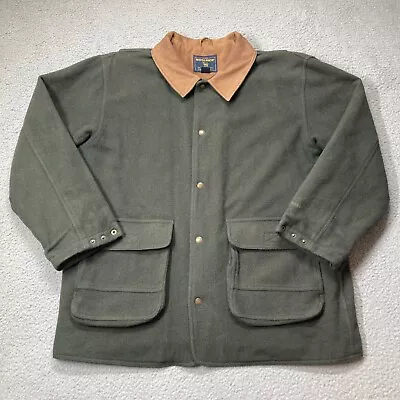 Vintage Woolrich Men’s Loden Heather 18145 Wool Coat Green Sz XL Leather Collar • $69.99