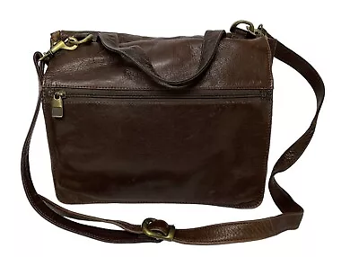 WILSON’s Brown Leather Messenger Bag Crossbody Laptop Button Closure Pockets • $39.99