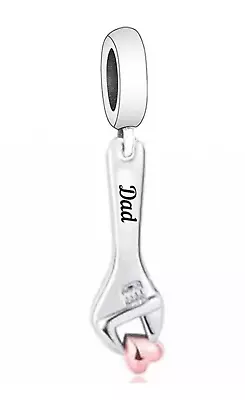 CLOSING DOWN SALE Brand New Sterling Silver Dad Wrench Memory Dangle Charm • £14.99