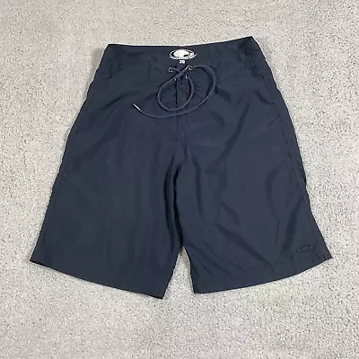 VTG Oakley Board Shorts Mens 30 Blue Solid Pocket Surf Trunks Wax Comb • $19.77