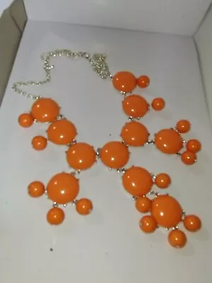 J. Crew Statement Orange Color Bubbles Necklace Vintage 20'' Adjustable • $8.99