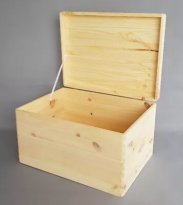 £10.99 • Buy Wooden Treasure Box With Lid Storage Chest Memory Keepsake No Handles Craft