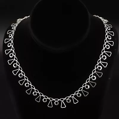 Sterling Silver - MODERNIST Triangle & Circle Drop 18.5  Necklace - 12g • $2.99