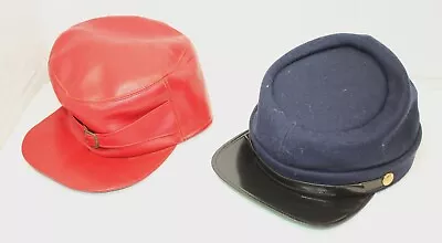 Lot Of 2 Hats 1 Red Vinyl  Hunting  Style And 1 Civil War Reenactment Repop • $8.95