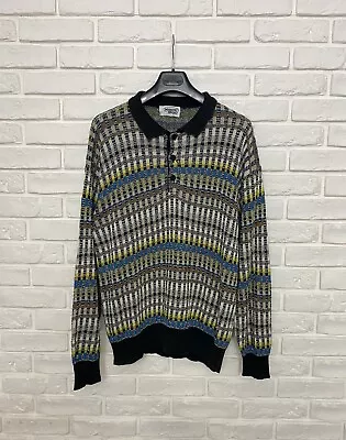 Vintage Men's Missoni Sport Sweater Jumper Collared Multicolor Size L • $135