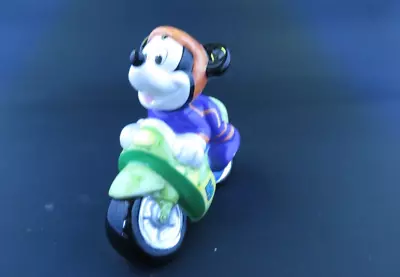 Vintage Disney Mickey Mouse Figurine Ceramic Racing Motorcycle • $20