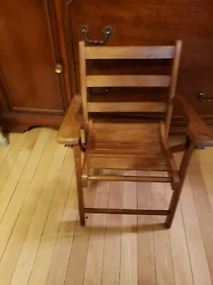 Vintage Nevco Childs Wooden Slat Folding Chair Heavy Duty Nice • $39.99