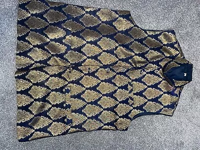 Dark Blue And Gold Mens Sherwani Indian Pakistani Desi Wedding Size Extra Large  • £25