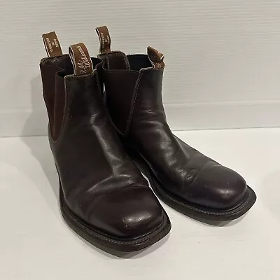 RM Williams Mens Boots Size 9 1/2 G Brown Leather Elastic Sides Leather Soles • $199.99