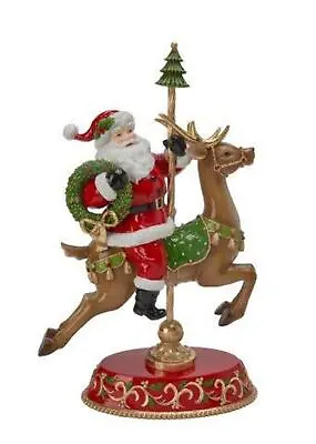 Carousel Deer With Santa (45.5 Cm) - Christmas Decoration • $193