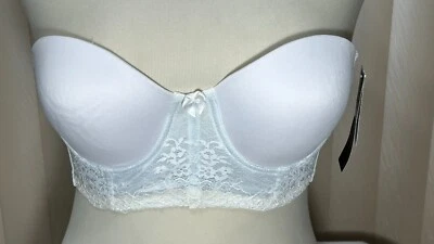 $17.99 • Buy Va Bien 36B Underwire Strapless Longline Bra Ultra Lift Marquise White 2527