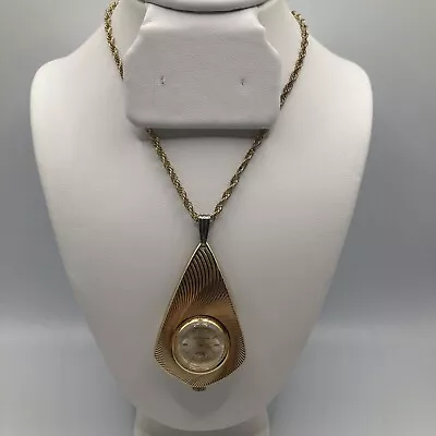VTG Sheffield Ladies Pendant Watch Swiss W/ 12k Gold Plated Necklace - Runs • $19.99