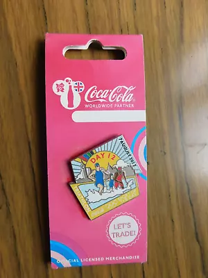 London Olympics 2012 Day 12 Triathlon  Pin Badge On Original Card Coca Cola • £6.99